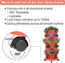 Vertical Planter 5 Tier Stackable Planters Garden Planters Strawberry Herb Flower and Vegetable Planter Indoor Outdoor Gardening Pots with Removable Wheels and Tools 2-Pack by CozyNest Decor