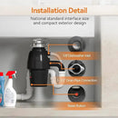 3/4 HP Garbage Disposal, TECASA Food Garbage Disposal with Power Cord, Stainless Steel Grinding System and 3-Bolt Mounting, Continuous Feed Garbage Disposals, Quiet, Taskmaid Series 75 by CozyNest Decor