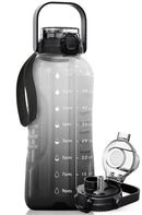 AQUAFIT 64 oz Water Bottle with Time Marker - 2in1 Straw & Chug Lid - BPA Free Big Water Bottle with Straw - Gym Water Bottle with Strap - Water Jug (64 Ounces, Midnight Gray) by CozyNest Decor