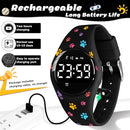 Kids Watches for Girls Boys Digital Sport Watch with Step Counter Pedometer Vibration Alarm Clock, No App Waterproof Fitness Tracker Kids Watch Boys Girls Teens Students Ages 5-16 by TinyTreasures Baby Boutique
