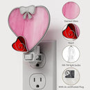 KY&BOSAM Plug in Pink Heart Night Light Stained Glass Nightlight Decorative Wall Night lights with On/Off Switch Come with 7 Watt Bulb Mother`s Christmas Valentine`s Holiday Spring & Winter Home Decor by GreenHaven Gardens