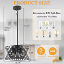 3-Lights Black Pendant Light Vintage Geometric Chandelier Light Fixture Adjustable Metal Lighting Fixtures for Kitchen Room Dining Room Foyer by CozyNest Decor