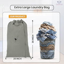 LFH Home Cotton Canvas Extra Large Laundry Bag with Handle, Heavy Duty Drawstring Closure Washable Laundry Bags, School Travel, Home, Hotel, College Dorm, Organizer Sack, Toys Clothes 28x36-Grey by TinyTreasures Baby Boutique