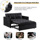 3 in 1 Convertible Sleeper Sofa Bed, Couch with Pull Out Bed with Side Pocket, Convertible Love Seat Sleepers Couch for Living Room, Bedroom, Black by CozyNest Decor