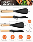 Multifunction Spatula Spoon for Nonstick Cookwares, Great for Cooking and Serving, Sturdy BPA-Free Matte Silicone, Wood Handle Spatula for Mixing, Scoop, and Scrape, Black(2 pack,11.4" & 13.4") by CozyNest Decor