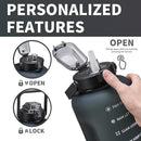 64oz,100oz,128oz Large Motivational Water Bottle with Time Marker, Leakproof & BPA Free Half Gallon Big Water Bottle with Straw Handle Tritan Frosted Water Jug for Gym,Fitness,Outdoor Sports by CozyNest Decor