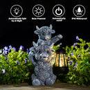 Goodeco 9.5 Inch Highland Cow with Solar Lantern – Resin Garden Decor, Outdoor Statue & Unique Highland Cow Gifts (Gray) by CozyNest Decor