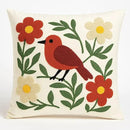 Throw Pillow Cover with Bird Embroidery – 18x18 inch Handmade Punch Needle Cushion Cover – 100% Cotton Decorative Pillow for Couch, Bed or Living Room – Boho Nature-Inspired Home Decor by CozyNest Decor