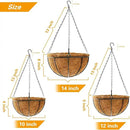 Hanging Plant Basket Flower Holder (4pack, 14 inch)-Metal Wire Round Hanging Basket Planter with Coco Fiber Liners for Plants Flower Pots Indoor Outdoor Garden Porch and Balcony Decor by GreenHaven Gardens