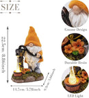 TERESA'S COLLECTIONS Fall Decor, Fall Gnomes Decor, Autumn Garden Gnomes Pumping Water with Solar Lights, Waterproof Resin Outdoor Fall Decor, Fall Gifts Outdoor/Indoor,9" by CozyNest Decor