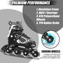 Nattork Blade Roller Skates for Boys with Light Up Wheel, Outdoor & Indoor Illuminating Black Inline Skates for Boys Little Kids Toddler Ages 5-8 4 5 6, Beginners by TinyTreasures Baby Boutique