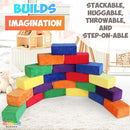 The Original Premium Plush Building Block for Kids - Certified Safe Foam Blocks in Luxuriously Soft Fabric Covers - Set of 24 (Classic Colors) by TinyTreasures Baby Boutique