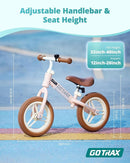 Gotrax KS12 Balance Bike for 2-5 Years Old, 12" Toddlers Bike with LED Light&Bell, Adjustable Soft Seat&Handlebar, Flat-Free Tires&Easy Assembly, Lightweight&No Pedal, Kids Toy Gift for Boys Girls by TinyTreasures Baby Boutique