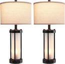 RORIA Set of 2 Modern Table Lamps for Living Room with 2 USB Ports, White Frosted Glass Nightlight for Bedroom, Contemporary Desk Lamps for Nightstand End Table Entryway, 4 Bulbs Included (Black) by CozyNest Decor