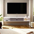 Pmnianhua Modern Floating TV Stand, 47'' Wall-Mounted Media Console with Storage for Bedroom, Living Room (Grey-White) by CozyNest Decor