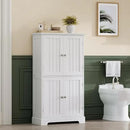 ChooChoo Bathroom Floor Cabinet, Modern Bathroom Storage Cabinet with 4 Doors and Adjustable Shelves, Freestanding Cupboard for Living Room, White by CozyNest Decor