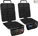 Car Seat Protector 2 Pack Baby Car Seat Covers with Mesh Pockets & Non-Slip Backing 600D Durable Seat Protector Under Baby Car Seat (Black & Gray, Large) by TinyTreasures Baby Boutique