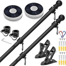 ZMTECH 2 Pcs 6 FT Flag Pole with Solar Light - Adjustable Bracket, Stainless Steel Flag Poles for Outside House, Tangle Free Flag Pole Holder Kit for American Flag (Without Flag, Black) by GreenHaven Gardens