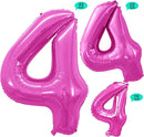 GOER Pink Foil Balloons Number 4,Huge Number Balloons for 4th 44th Birthday Party Supplies Anniversary Decorations(3 pcs,42 inch,32 inc,16inch) by TinyTreasures Baby Boutique