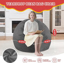 2FT Bean Bag Chair, Comfy Bean Bag Chairs with Memory Foam Filled, Fluffy Beanbag Sofa with Dutch Velvet Cover, Teardrop BeanBag Chairs for Living Room, Playroom - Grey by TinyTreasures Baby Boutique