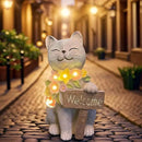 Solar Cat Garden Statue for Outdoor Decor, Cat Solar Light with Flowers, Resin Welcome Cats for Garden, Yard, Lawn Decor, Cats Lover Gifts for Women by CozyNest Decor