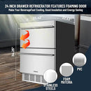 Outdoor Drawer Refrigerator, 24 Inch Undercounter Beverage Cooler Fridge with Stainless Steel Seamless Door Can Hold 154 Cans w/Powerful Cooling Compressor for Kitchen and Commercial by CozyNest Decor
