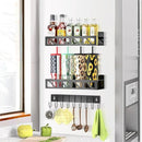 Magnetic Spice Rack Organizer for Fridge Seasoning Organizer for Kitchen storage with Screw or Adhesive Hanging,Magnetic Shelf with Hook for Refrigerator and Oven (2pack) by CozyNest Decor