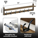 BAMEOS Coat Rack Wall Mount, Large Wooden Coat Hooks with Shelf, 35" L, 7 Dual Metal Hooks for Entryway, Bathroom, Kitchen, Living Room, Bedroom by CozyNest Decor