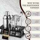 KITESSENSU Cocktail Shaker Set Bartender Kit, 6-Piece Silver Bar Set with Stand, Bar kit with Essential Bar Accessory Tools: Martini Shaker, Jigger, Strainer, Bar Spoon, Tongs, Opener by CozyNest Decor