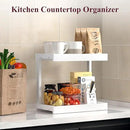 MARTY 2 Tier 15.75"x8.9" Large Countertop Shelf Organizer Spice Rack, Coffee Station Organizer for Mugs Cups, Wooden Shelf Desktop Storage Organizer for Kitchen Bathroom Home Office (White) by CozyNest Decor