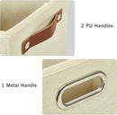 Large 3-Pack Foldable Fabric Storage Bins with Durable PU & Metal Handles , Collapsible Storage Baskets for Shelves, Home Storage, Closet Organizers, Living Room(14.9"x9.8"x9.8", Beige) by CozyNest Decor