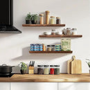 Floating Wall Shelves 3-Pack - 24-Inch Rustic Brown Wooden Shelves for Storage and Décor, Easy Installation for Living Room, Bedroom, and Kitchen by CozyNest Decor