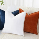 decorUhome Chenille Soft Throw Pillow Covers 18x18 Set of 2, Farmhouse Velvet Neutral Decorative Euro Pillow Covers with Stitched Edge for Couch Sofa Bed Home Decor, White by CozyNest Decor