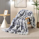 Latepis Faux Fur Throw Blanket for Couch, Soft Luxury Faux Fur Bubble Blanket for Sofa and Bedroom, Plush Thick Warm Cozy Fluffy Blanket for All Seasons, 50” x 60”, Tie-dye Blue by CozyNest Decor