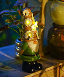 Solar Gnome Garden Statue for Decor: Outdoor Figurines Sculpture with Lights and Bee for Lawn Patio Yard Balcony - Gifts for Mom Women by GreenHaven Gardens