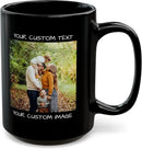 Personalized Coffee Mug – Custom Photo, Text, or Logo Ceramic Mug Tea Cup | Taza Personalizada with Picture or Message | Customized Gift Idea for Men & Women, Mom, Dad, Friends - Black/White | 15oz by TinyTreasures Baby Boutique