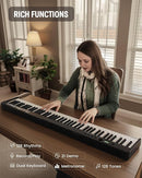 Finger Dance Folding Piano Keyboard 88 Keys, Portable Electric Keyboard with Bluetooth MIDI, Full Size Digital Piano, Wood Grain, Semi-Weighted, Touch Sensitive, with Storage Bag for Beginner by TinyTreasures Baby Boutique