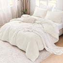 Litanika Ivory Comforter Set Full Size, 3 Pieces Lightweight Solid Bedding Comforter Set, All Season Fluffy Bed Set (79x90In Comforter & 2 Pillowcases) by CozyNest Decor