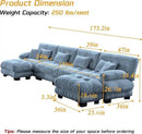 Modular Sectional Sofa, Comfy Cloud Couch 4 Seater Couch with Ottoman, Sectional Couches for Living Room, Modern Chenille U Shaped Couches, Sleeper Deep Seat Sofa with Throw Pillows, Blue by CozyNest Decor