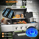 3-Burner Propane Gas Grill with Side Burner, 40,500 BTU Stainless Steel BBQ - Easy Assembly & Grease Management for Patio, Backyard, Camping (3+1Burner) by GreenHaven Gardens