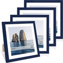 12x12 Picture Frame Set of 4, 12 x 12 Wood Photo Frames with Mat for 10x10 or 30x30cm Diamond Painting Art, Wooden Frame with Real Glass Cover for Wall and Tabletop Display,Blue by CozyNest Decor