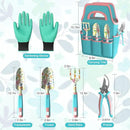6 Pcs Garden Tool Set, Gardening Hand Tools Aluminum Alloy Starter Kit with Garden Bag, Heavy Duty Outdoor Tool Set with Ergonomic Handle, Gardening Gifts (Flower Pattern) by GreenHaven Gardens