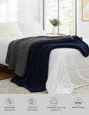 YnM Chunky Throw Blanket, Medium-Weight, Hand Knitted, Skin Friendly, Ventilated and Breathable, Machine Washable, Home Décor Piece for Couch, Sofa and Bed (Charcoal Grey, 50x70 Inch) by CozyNest Decor