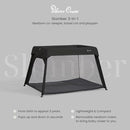 Silver Cross Sleep & Go 3 in 1 Travel Crib - Converts Newborn Bassinet, Crib to Playard - Portable, Lightweight, Easy to Pack with Comfortable Mattress for Infants to Toddlers - Carbon (Sustainable) by TinyTreasures Baby Boutique