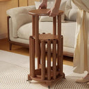Stackable Stools Set of 4, Wooden Stool 18 Inch Stool Stackable Side Tables Nesting Table Sturdy and Durable, No Installation Required for End Table,Top Stackable Round Stools (Walnut Mobile) by CozyNest Decor