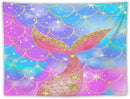 HZOHNAGO Mermaid Scales Tapestry Colorful Shiny Scales Mermaid Tail Pattern Printed Wall Tapestry Wall Hanging for Bedroom Living Room Dorm 80" W x 60" H by CozyNest Decor
