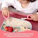 Training Spoon & Fork with Travel Case Pink | Toddler Self Feeding Utensil Set, BPA-Free Cute Circle Silicone ABS Spoons Set for Baby Led Weaning by TinyTreasures Baby Boutique