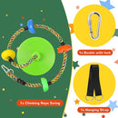 Tree Swing Rainbow Climbing Rope, Heavy Duty Swing Disc Seat Replacement for Kids with Hanging Strap and Platform Carabiners Indoor/Outdoor Playground Accessories (Leaf Green) by TinyTreasures Baby Boutique