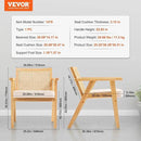 VEVOR Mid Century Modern Rattan Chair, Upholstered Velvet Accent Chair with Rattan Back, Retro Living Room Chair for Living Room, Bedroom, Reading Room, and Office, Beige by CozyNest Decor
