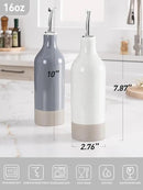 famiware Milkyway 16oz Ceramic Olive Oil Dispenser Bottle, Olive Oil and Vinegar Dispenser Bottle Set of 2 with Stainless Steel Pourers, Suitable for Storage Vinegar, Liquids, White and Dark Gray by CozyNest Decor